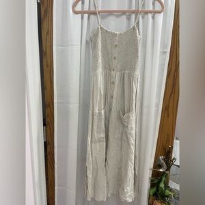 One Clothing Cream Buttoned Midi Sundress